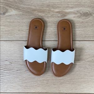 White Slip On Sandals